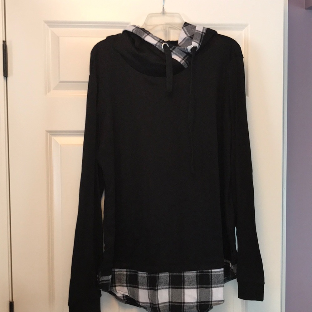 Funnel Neck Hooded Top